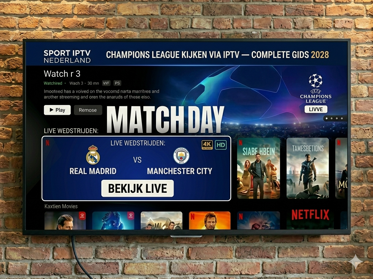 Champions League kijken via IPTV Nederland 2026 — complete gids voor live voetbal in HD en 4K op Smart TV en Android box